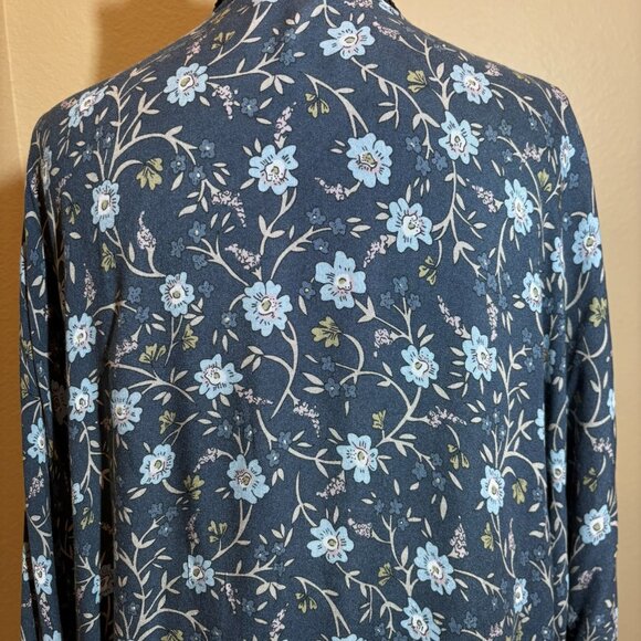 J.Jill Long Kimono Wrap Floral Embroidered Blue Size XL - 3X - Picture 7 of 8